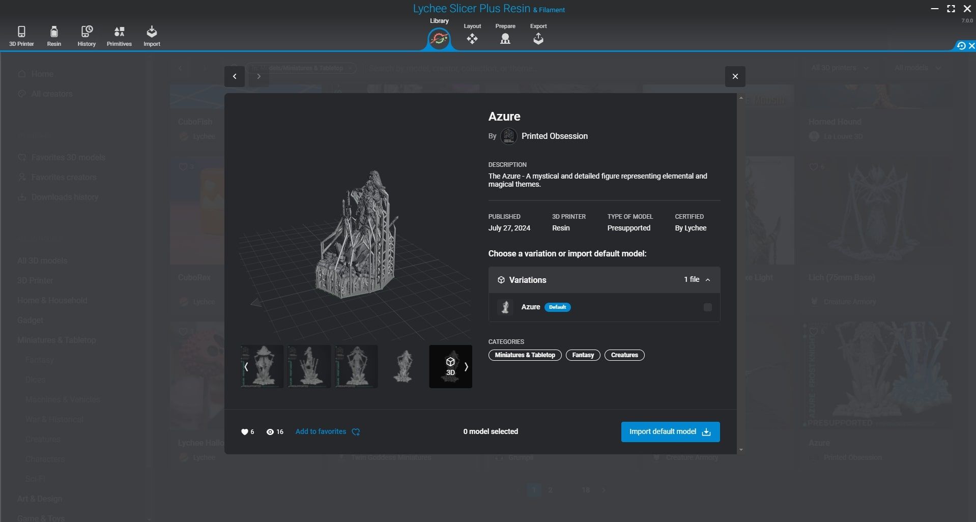 Lychee Library 3D model Presupported Azure Printed Obsession